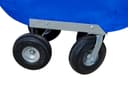 FC-15 feed cart close-up of four flat-free casters and galvanized steel axle frame