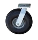 FC-8 feed cart close-up of a single flat-free swivel caster with zinc top plate