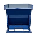 SD100R blue steel self-dumping hopper, straight rear view showing open top and forklift base frame