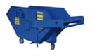 Crane Hopper 3/4 yard blue steel hopper on casters, upright floor-level position without crane hook