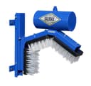 Goat oiler blue unit with horizontal tank and dual nylon brush arms, three-quarter front view