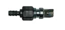 RDLB5 rabbit drinker with small hose barb, plastic nut and steel bite valve, side view