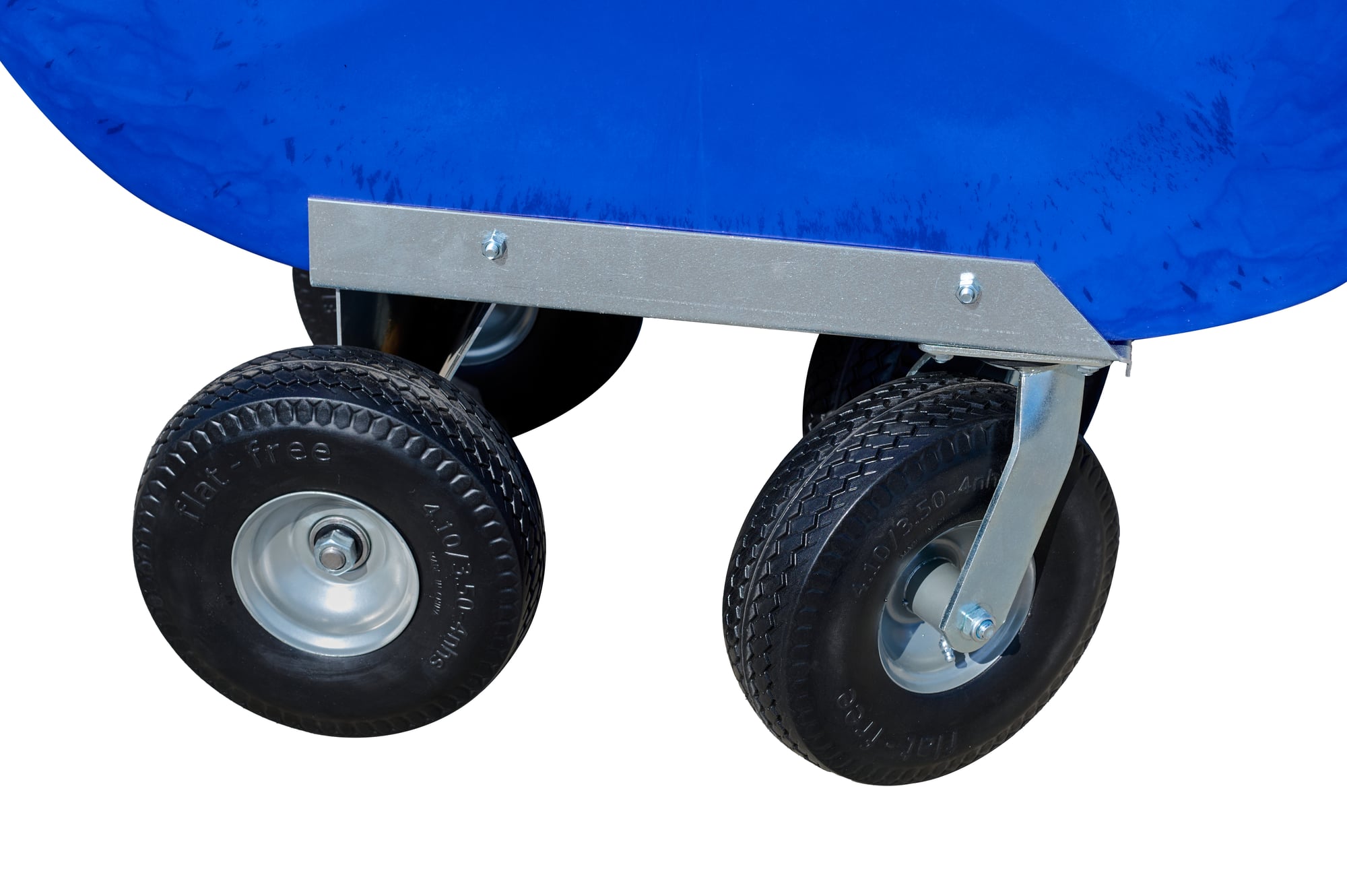 FCB8 base and flat-free wheels for the FC-8 feed cart on a galvanized frame