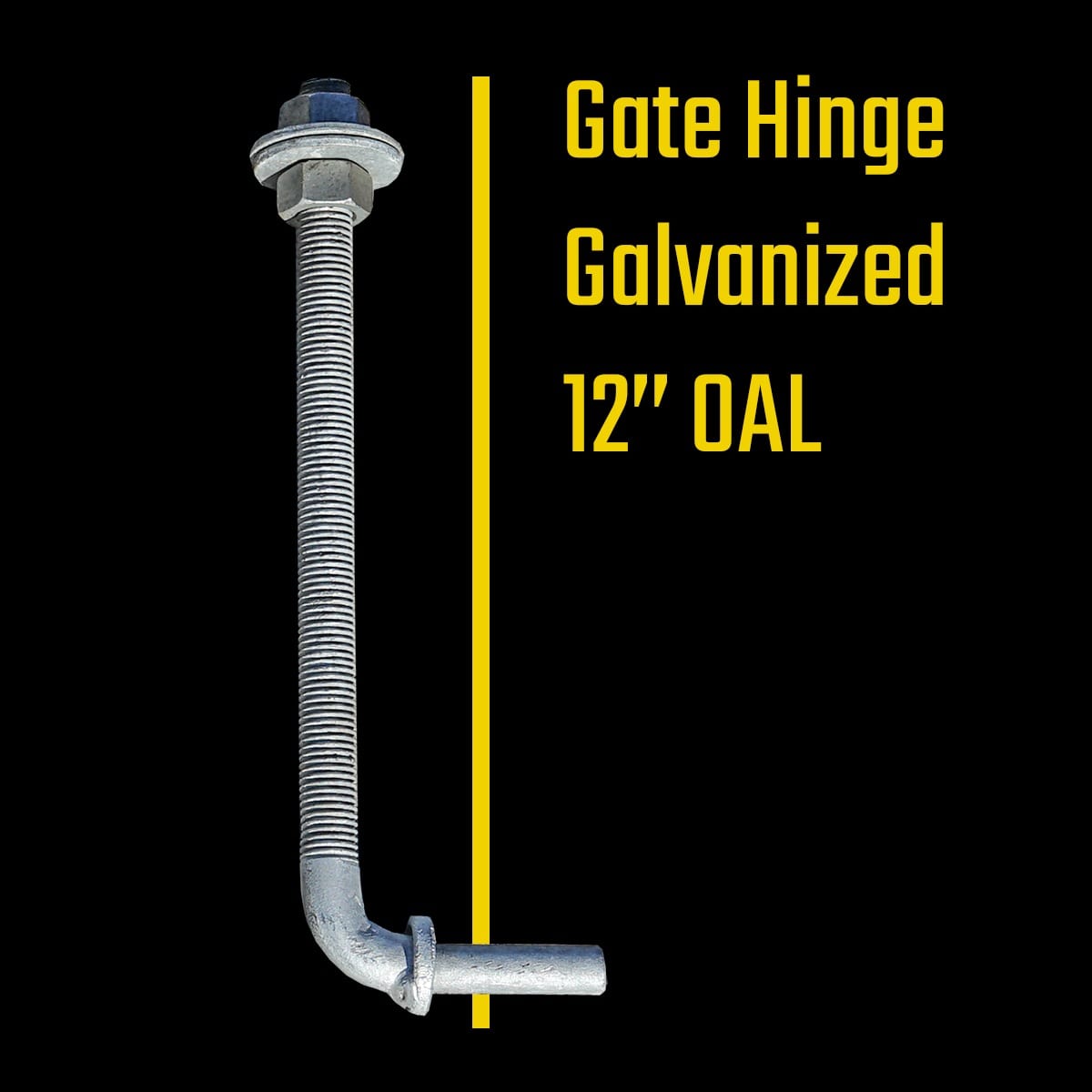 HD gate hinge galvanized steel J-bolt hinge, full length view