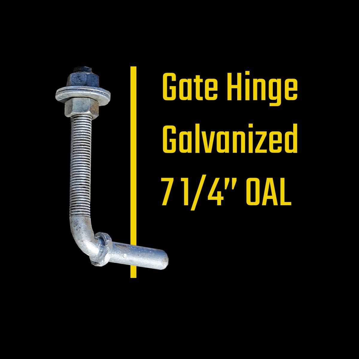 HD gate hinge galvanized steel J-bolt hinge, left-facing side view