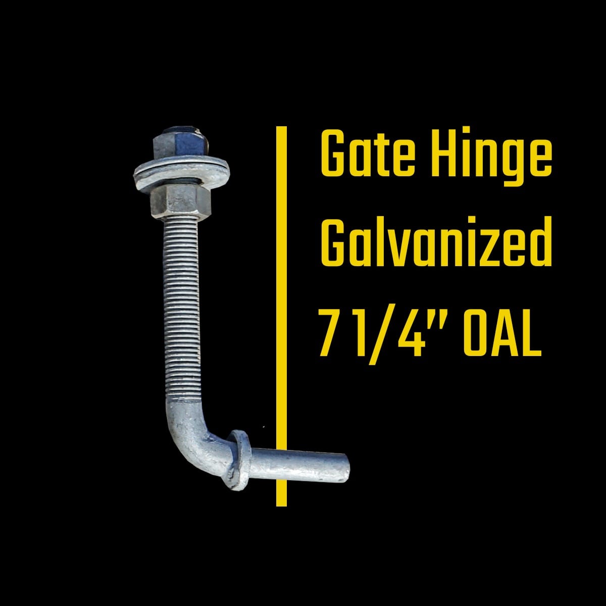 HD gate hinge galvanized steel J-bolt hinge, right-facing side view